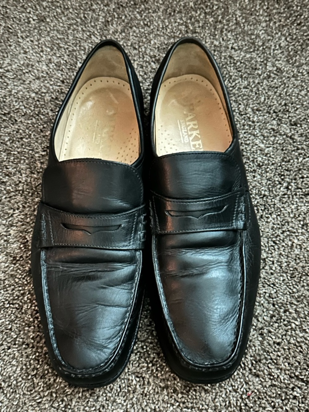 Barker England Mens Handmade Black Leather Penny Loafers US 10.5 UK 9.5